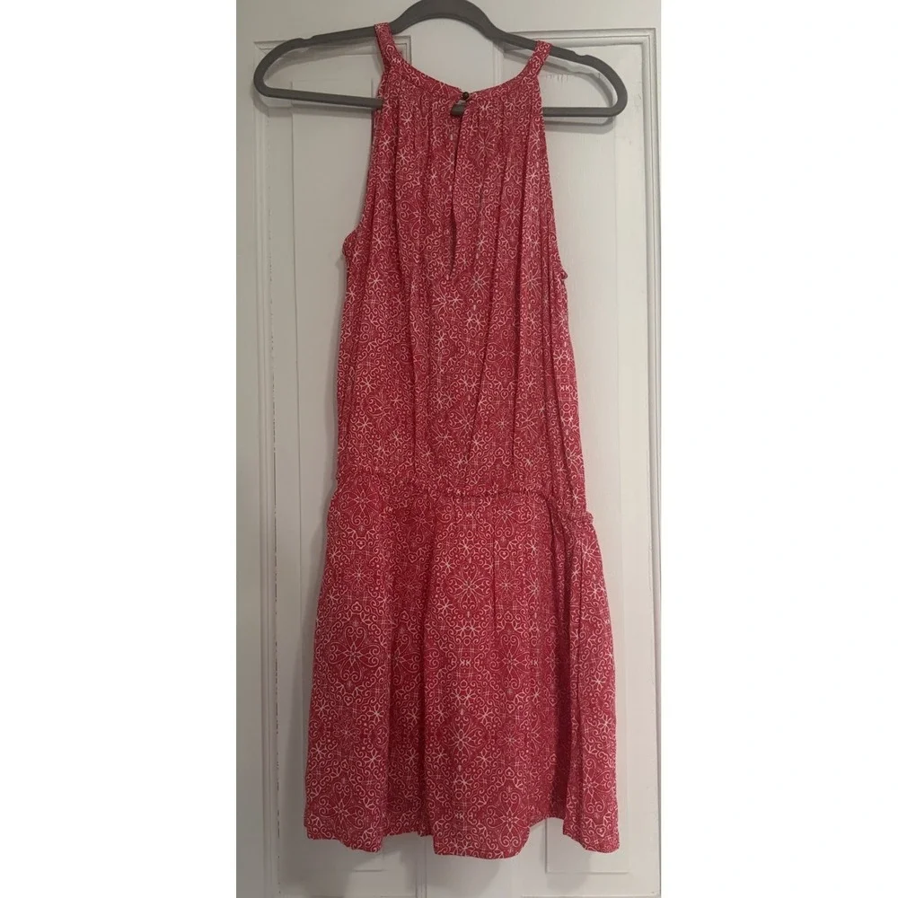 GAP NWT Pink Print Halter Romper Medium Drawstring Waist Pockets Summer Vacation